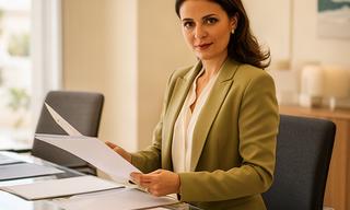 Abogada del equipo de P.N. Abogados y Procuradores junto a una estantería de expedientes en Marbella